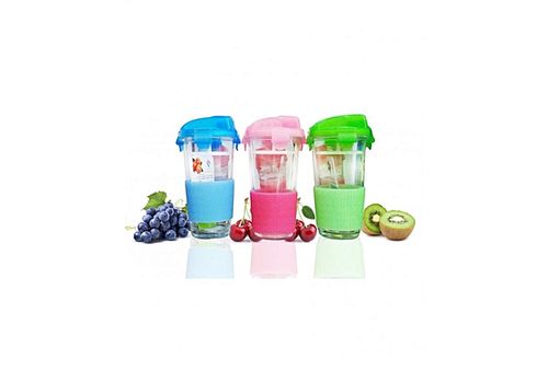 MZ.Lux Mug de voyage en verre et silicone-Bleu au meilleur prix au Maroc