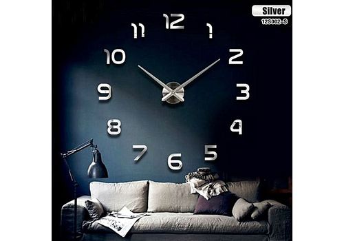 DIY Grande Horloge Murale Design 3D 1,20m - Silver MZ.LUX au meilleur prix au Maroc