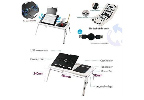 MZ.Lux Table pliable pour PC Portable Reglable avec Ventilateur de Refroidissement Integre au meilleur prix au Maroc