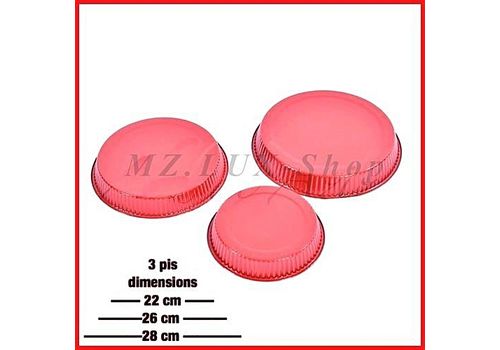 Pack 3 Moules pour Cake en acier inoxydable forme rond 22cm /26cm/28cm au meilleur prix au Maroc