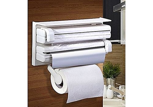 Support rouleaux triple avec Montage mural 4-en-1 pour film alimentaire papier Serviette et feuilles d'aluminium et etagere des epices au meilleur prix au Maroc