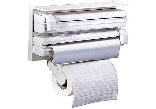 Support rouleaux triple avec Montage mural 4-en-1(film alimentaire/papier Serviette /feuilles d'aluminium et etagere des epices-MZ.LUX au meilleur prix au Maroc