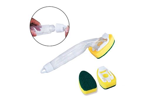 Brosse de Cuisine avec eponge avec poignee de distributeur de savon liquide avec 3 brosse rechargeable au meilleur prix au Maroc