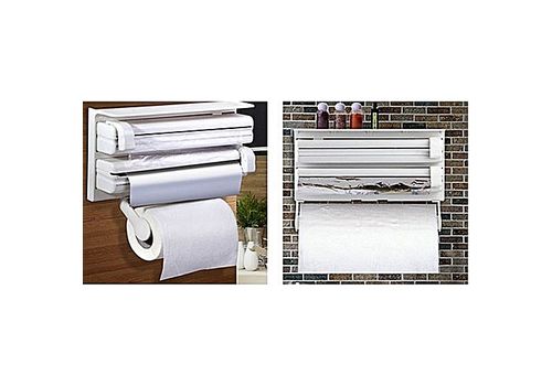 Support rouleaux triple avec Montage mural 4-en-1 pour film alimentaire papier Serviette et feuilles d'aluminium et etagere des epices au meilleur prix au Maroc