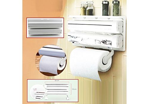Support rouleau de cuisine 3-en-1 pour film alimentaire papier Serviette et feuilles d'aluminium au meilleur prix au Maroc
