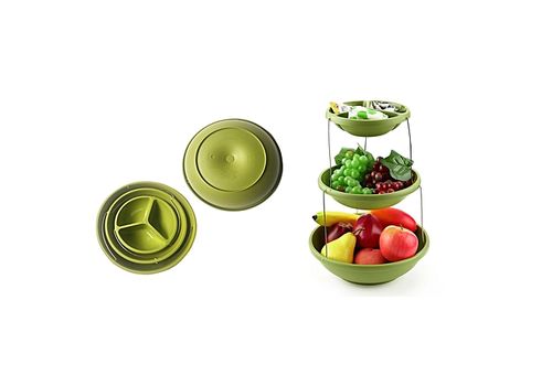 Ensemble de Bol de service a 3 niveaux s'ouvre avec une torsion pour utilisation a l'exterieur comme a l'interieur de maison- Twist Fold MZ.LUX au meilleur prix au Maroc