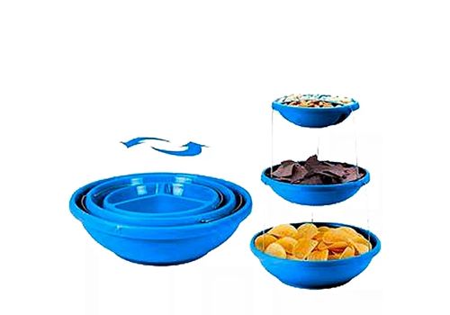 Ensemble de Bol de service a 3 niveaux s'ouvre avec une torsion pour utilisation a l'exterieur comme a l'interieur de maison- Twist Fold MZ.LUX au meilleur prix au Maroc