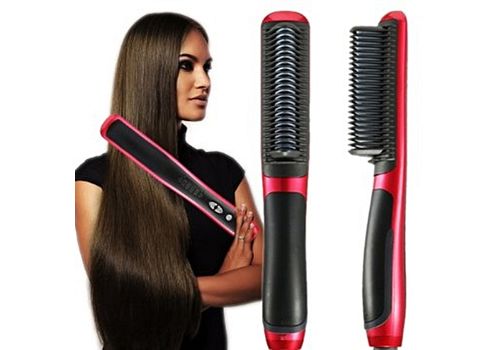 Nouvelle Brosse Hair Straightener Lissante et Chauffante - Rouge au meilleur prix au Maroc