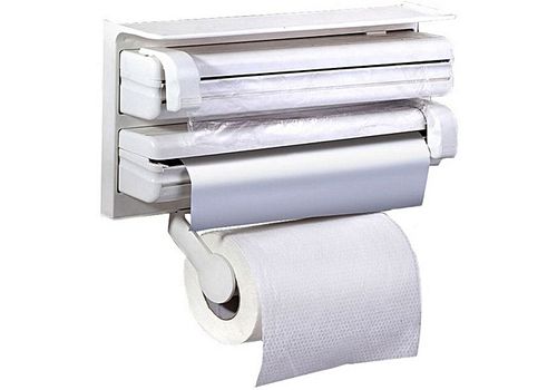 Support rouleau de cuisine 3-en-1 pour film alimentaire papier Serviette et feuilles d'aluminium au meilleur prix au Maroc
