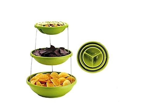 Ensemble de Bol de service a 3 niveaux s'ouvre avec une torsion pour utilisation a l'exterieur comme a l'interieur de maison- Twist Fold MZ.LUX au meilleur prix au Maroc