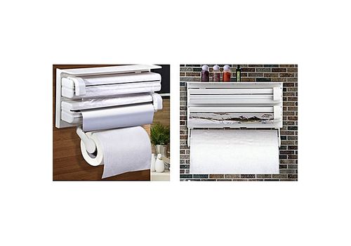 Support rouleau de cuisine 3-en-1 pour film alimentaire papier Serviette et feuilles d'aluminium au meilleur prix au Maroc