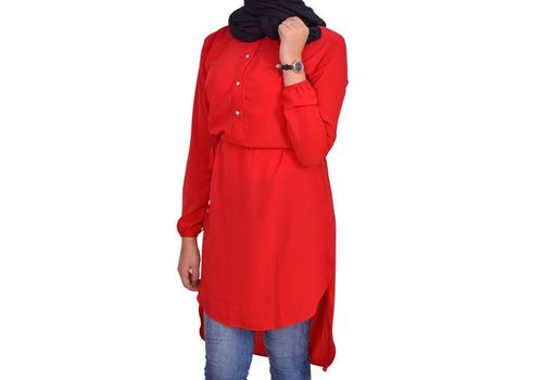 Top Chemise Longue Femme -Rouge au meilleur prix au Maroc
