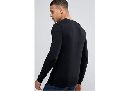 T-SHIRT COL ROND MANCHES LONGUES NOIR au meilleur prix au Maroc