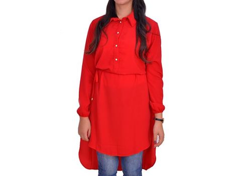 Top Chemise Longue Femme -Rouge au meilleur prix au Maroc