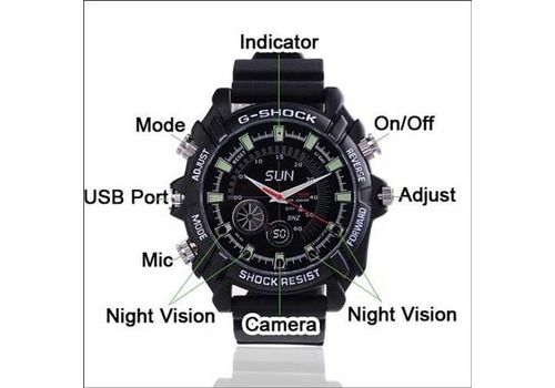 Sun Montre caméra espion 8Go Vision De Nuit possibilité de filmer dans la nuit grâce a l'infra rouge filmer des vidéos avec sons capture des photos style sportif au meilleur prix au Maroc