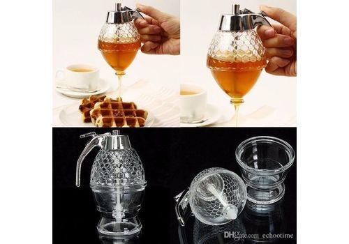 honey dispenser - Distributeur de miel - Bouteille/bocal en acrylique - Avec socle au meilleur prix au Maroc