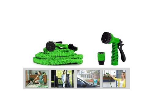 As Seen On TV - MAGIC HOSE - Tuyau Arrosage Extensible Long de 45 m - Pistolet à Eau 7 jets + Embouts Universels -Longueur 45 m/ 150 ft - couleur vert au meilleur prix au Maroc