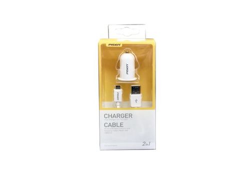 Chargeur Auto 1A Blanc PLUS Câble V8 au meilleur prix au Maroc