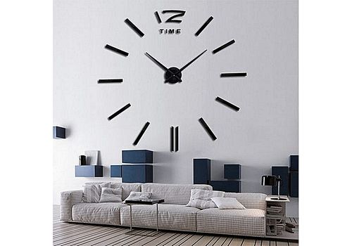 Grand format DIY Horloge Murale Design 3D jusqu'a 1m Noir au meilleur prix au Maroc