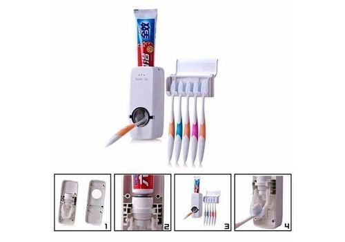 PACK 2 Distributeur Automatique Dentifrice avec Porte Brosse à Dent Collé au meilleur prix au Maroc