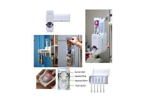 PACK 2 Distributeur Automatique Dentifrice avec Porte Brosse à Dent Collé au meilleur prix au Maroc