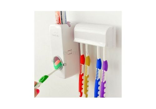 Distributeur Dentifrice automatique Dentifrice + Porte brosse à dent collé mur au meilleur prix au Maroc