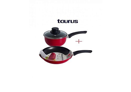 Lot  poêle 30cm +Casserole18cm avec couvercle rouge VITAL Anti-Adhésive au meilleur prix au Maroc