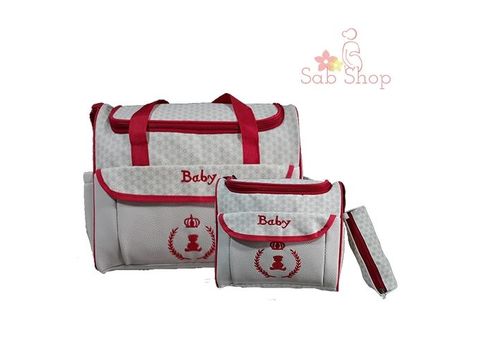 Pack bébé : Sac à langer en Cuir - 3X1 pièces - Blanc Rouge au meilleur prix au Maroc
