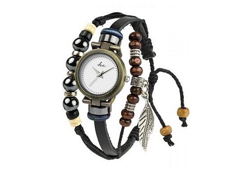 Montre Bracelet Luna Hippie Chic - Marron et Noir au meilleur prix au Maroc