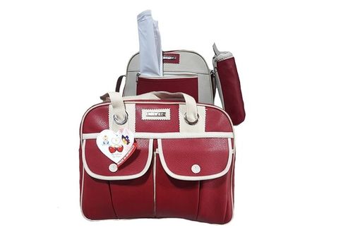 Pack My Baby : Sac à langer en Cuir 4 pièces - Grenat au meilleur prix au Maroc