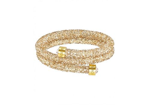 Bracelet-jonc double Cristal - Doré au meilleur prix au Maroc