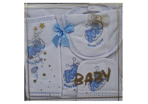 Peignoir + Serviette + Bonnet + Bavoir Pour Bébé 4 X 1- Bleu au meilleur prix au Maroc
