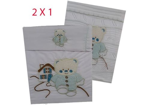 Bear - Couverture pour bébé 2 Pieces High Quality - Multifunctional en Coton - Vert 2 X 1 au meilleur prix au Maroc