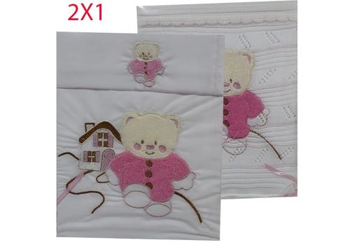 Bear - Couverture pour bébé 2 Pieces High Quality - Multifunctional en Coton - Rose 2 X 1 au meilleur prix au Maroc