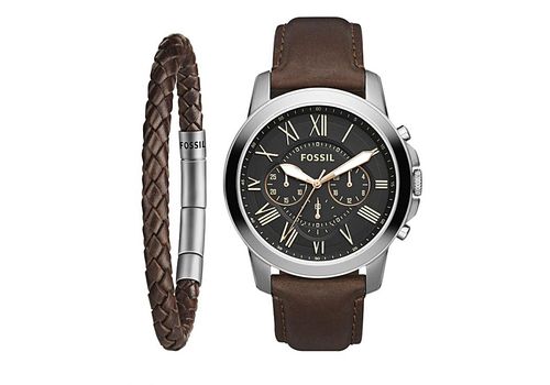 Coffret Montre Grant Chronographe + Bracelet en cuir tressé - Marron au meilleur prix au Maroc