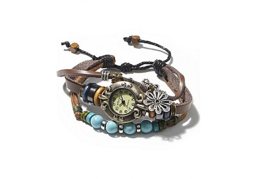 Montre Bracelet Bazaar Hippie Chic - Marron et Turquoise au meilleur prix au Maroc