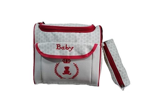 Pack bébé : Sac à langer en Cuir - 3X1 pièces - Blanc Rouge au meilleur prix au Maroc