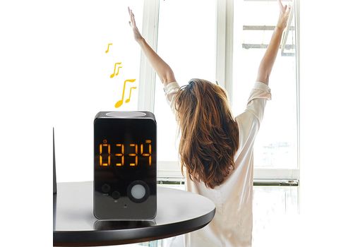 Bluetooth Audio Miroir Réveil Sans Fil Bluetooth Haut-Parleur avec Fonction Radio FM - Noir au meilleur prix au Maroc