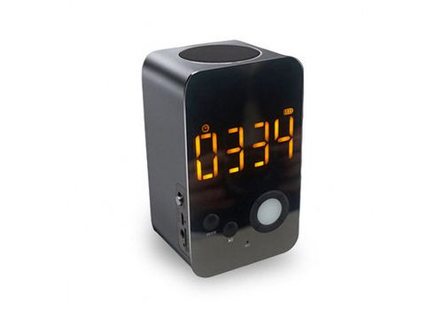 Bluetooth Audio Miroir Réveil Sans Fil Bluetooth Haut-Parleur avec Fonction Radio FM - Noir au meilleur prix au Maroc