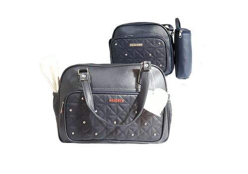 Pack My Baby : Sac à langer en Cuir 4 pièces - Bleu Marine au meilleur prix au Maroc