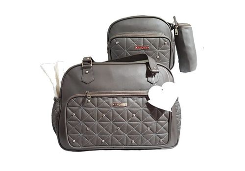 Pack My Baby : Sac à langer en Cuir 4 pièces - Gris au meilleur prix au Maroc