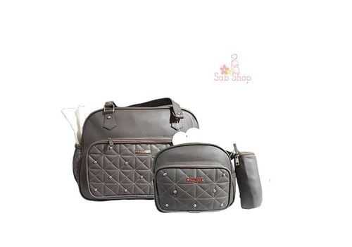 Pack My Baby : Sac à langer en Cuir 4 pièces - Gris au meilleur prix au Maroc
