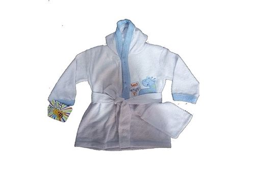 Peignoir + brosse de douche Pour Bébé 2X1 - Blanc & Bleu au meilleur prix au Maroc