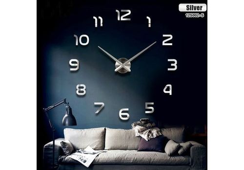 Horloge Murale Design 3D 1,20m - Silver au meilleur prix au Maroc