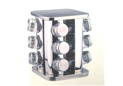 Set 12 Pots À Épices Verre avec Support Inox au meilleur prix au Maroc