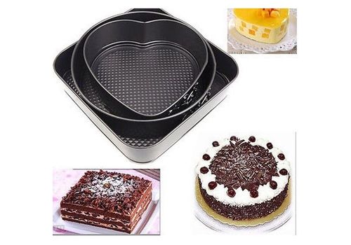 Nouveau 3 Non Bâton Gâteau Pan de Cuisson au four Plateau Boîtes Chaleur Carré Rond Ensemble au meilleur prix au Maroc