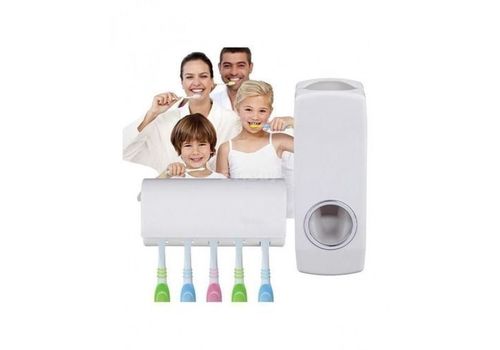 Distributeur Automatique Dentifrice avec Porte Brosse à Dent Collé au Mur au meilleur prix au Maroc