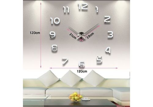 Horloge Murale Design 3D 1 m - Silver au meilleur prix au Maroc