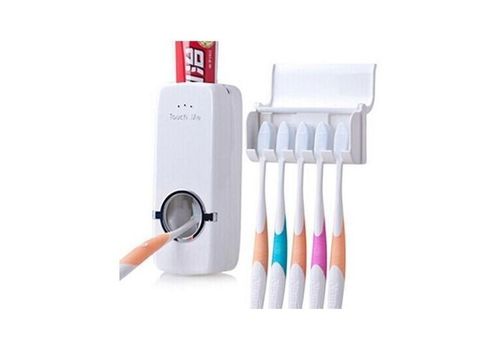 Distributeur Automatique Dentifrice BLANC + Porte Brosse à dent Collé au Mur au meilleur prix au Maroc