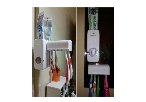 Distributeur Automatique Dentifrice avec Porte Brosse à Dent Collé au Mur au meilleur prix au Maroc